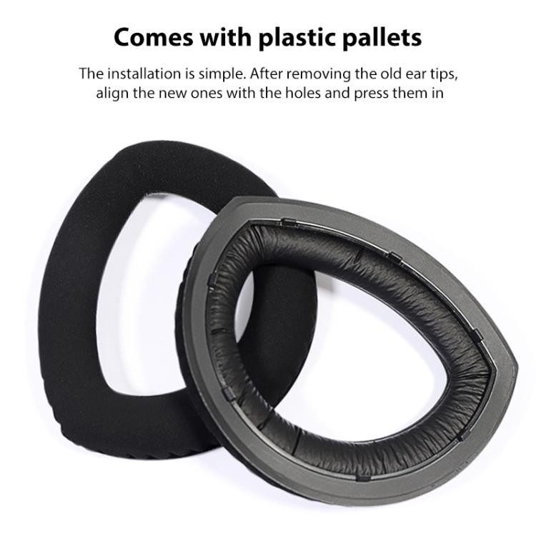 2pcs Snap-on Replacement Earpads For Sennheiser HD700, Material:Lambskin + Flannel Stitching(Black) by bashfashion