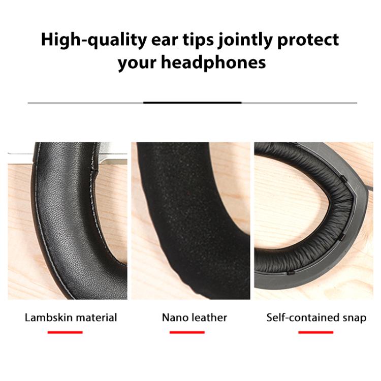 2pcs Snap-on Replacement Earpads For Sennheiser HD700, Material:Lambskin + Flannel Stitching(Black) by bashfashion