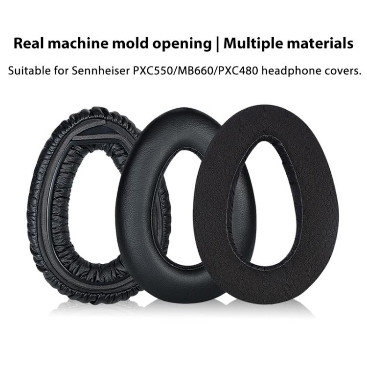 2pcs Snap-on Replacement Earpads For Sennheiser PXC550 / PXC480 / MB660, Material:Thickened Protein Leather(Black) by bashfashion