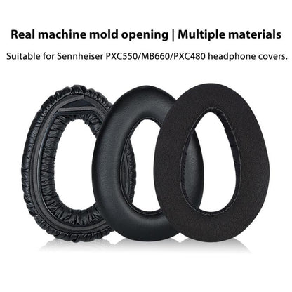 2pcs Snap-on Replacement Earpads For Sennheiser PXC550 / PXC480 / MB660, Material:Thickened Protein Leather(Black) by bashfashion