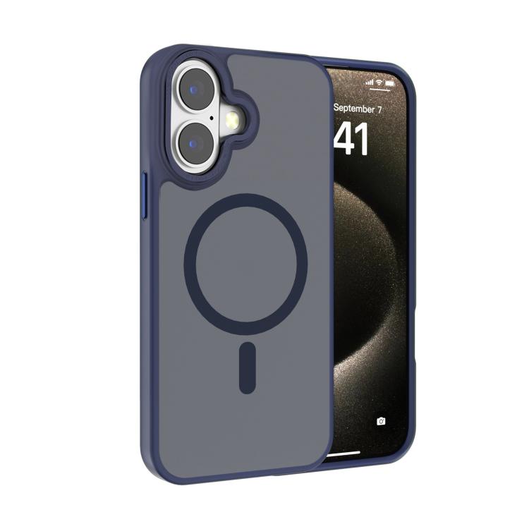 For iPhone 17 Kalebol Metal Lens Frame MagSafe Frosted PC Phone Case(Navy Blue) by Kalebol