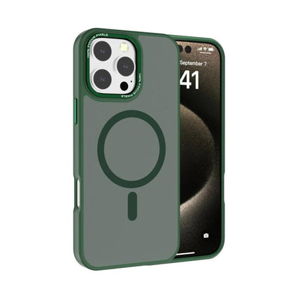For iPhone 16 Pro Kalebol Metal Lens Frame MagSafe Frosted PC Phone Case(Dark Green) by Kalebol