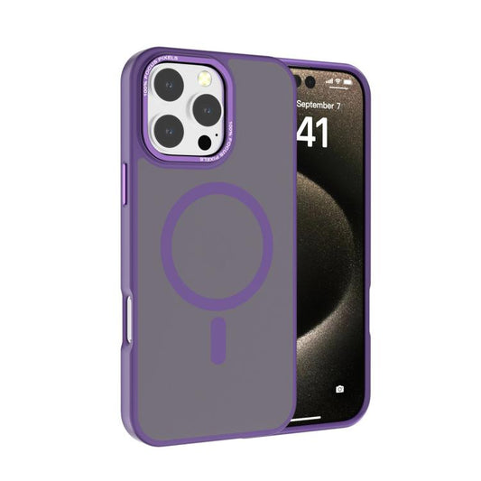 For iPhone 16 Pro Kalebol Metal Lens Frame MagSafe Frosted PC Phone Case(Dark Purple) by Kalebol