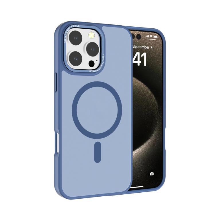For iPhone 16 Pro Kalebol Metal Lens Frame MagSafe Frosted PC Phone Case(Sierra Blue) by Kalebol