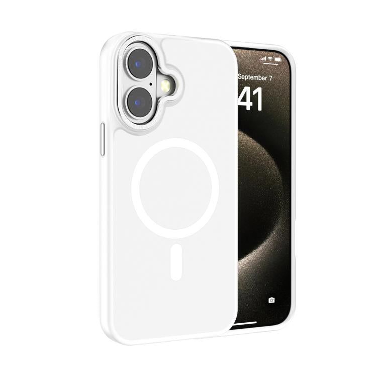 For iPhone 16 Plus Kalebol Metal Lens Frame MagSafe Frosted PC Phone Case(Frosted White) by Kalebol