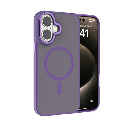 For iPhone 16 Plus Kalebol Metal Lens Frame MagSafe Frosted PC Phone Case(Dark Purple) by Kalebol