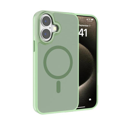 For iPhone 16 Kalebol Metal Lens Frame MagSafe Frosted PC Phone Case(Matcha Green) by Kalebol