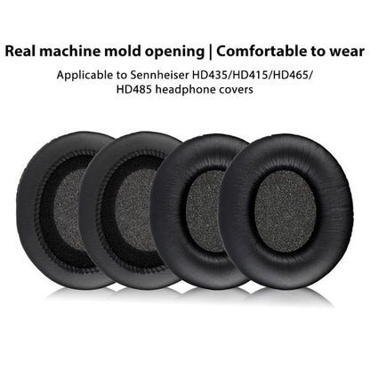 2pcs Insert Protein Leather Replacement Earpads For Sennheiser HD435 / HD415 / HD465 / HD485(Black) by bashfashion