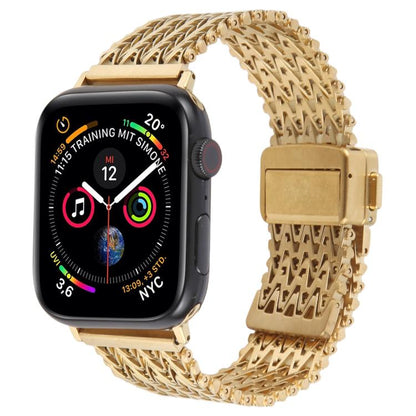 For Apple Watch 46mm / 49mm / 45mm / 44mm Magnetic Snap Clasp Steel Mesh Metal Watch Band(Gold) by bashfashion