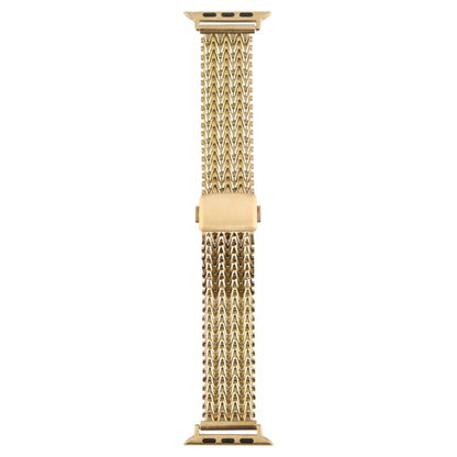 For Apple Watch 46mm / 49mm / 45mm / 44mm Magnetic Snap Clasp Steel Mesh Metal Watch Band(Gold) by bashfashion