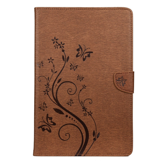 For Samsung Galaxy Tab A7 10.4 (2020) T505 Butterfly Flower Embossing Pattern Horizontal Flip Leather Case with Holder & Card Slots & Wallet(Brown) by bashfashion