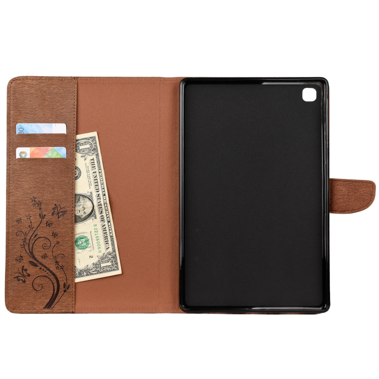For Samsung Galaxy Tab A7 10.4 (2020) T505 Butterfly Flower Embossing Pattern Horizontal Flip Leather Case with Holder & Card Slots & Wallet(Brown) by bashfashion