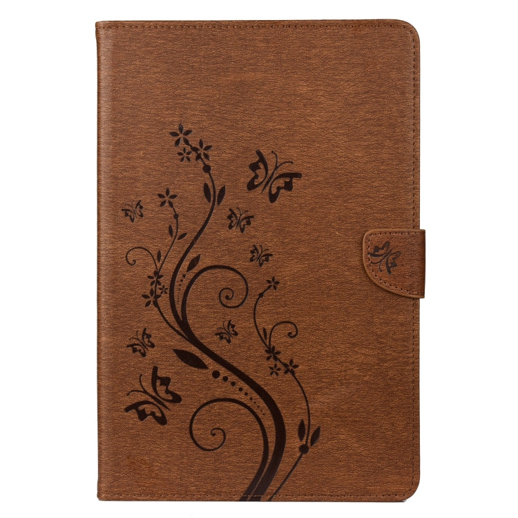 For Samsung Galaxy Tab S8 / Galaxy Tab S7 T870 / T875 Butterfly Flower Embossing Pattern Horizontal Flip Leather Case with Holder & Card Slots & Wallet(Brown) by bashfashion