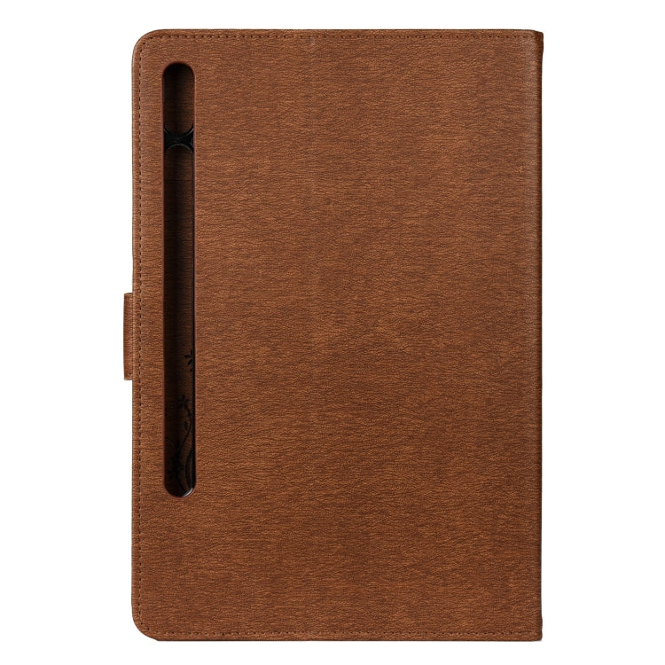 For Samsung Galaxy Tab S8 / Galaxy Tab S7 T870 / T875 Butterfly Flower Embossing Pattern Horizontal Flip Leather Case with Holder & Card Slots & Wallet(Brown) by bashfashion
