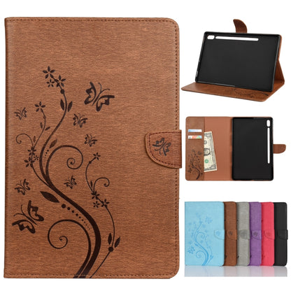 For Samsung Galaxy Tab S6 T860 / T865 Butterfly Flower Embossing Pattern Horizontal Flip Leather Case with Holder & Card Slots & Wallet(Brown) by bashfashion