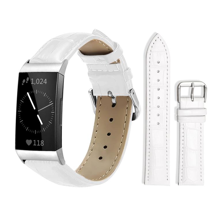 For Fitbit Charge 4 / 3 18mm xDfind Bamboo Texture Pin Buckle Leather Watch Band(White) by xDfind