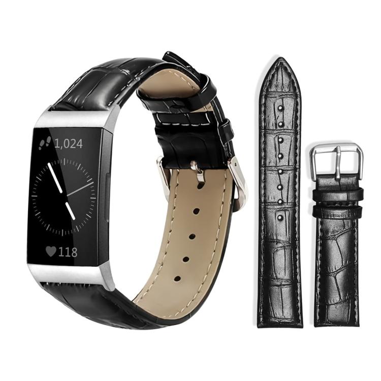 For Fitbit Charge 4 / 3 18mm xDfind Bamboo Texture Pin Buckle Leather Watch Band(Black) by xDfind