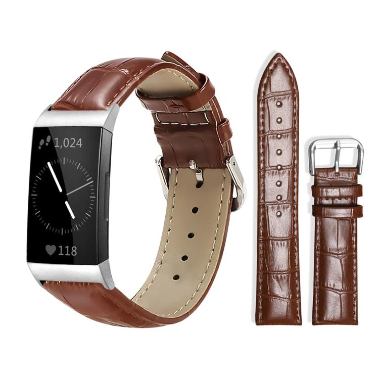 For Fitbit Charge 4 / 3 18mm xDfind Bamboo Texture Pin Buckle Leather Watch Band(Dark Brown) by xDfind