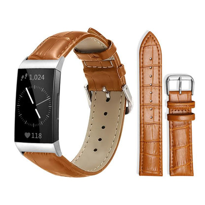 For Fitbit Charge 4 / 3 18mm xDfind Bamboo Texture Pin Buckle Leather Watch Band(Light Brown) by xDfind