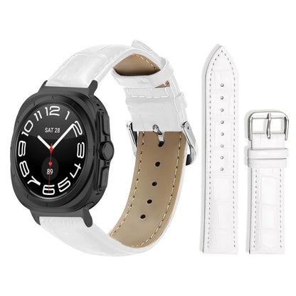 For Samsung Galaxy Watch Ultra / Ultra 2025 22mm xDfind Bamboo Texture Pin Buckle Leather Watch Band(White) by xDfind