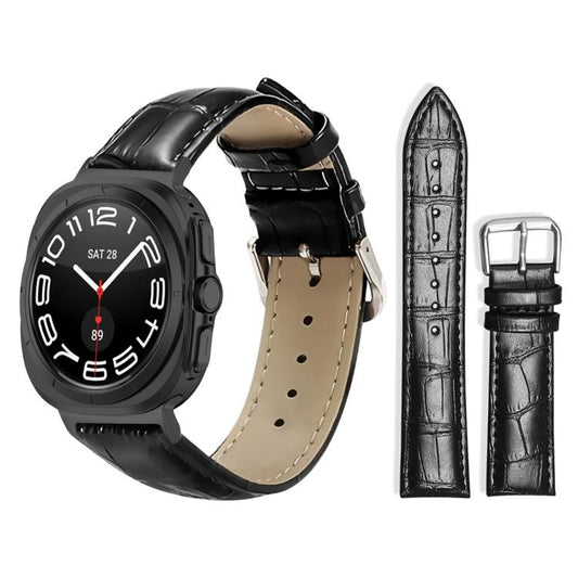 For Samsung Galaxy Watch Ultra / Ultra 2025 22mm xDfind Bamboo Texture Pin Buckle Leather Watch Band(Black) by xDfind
