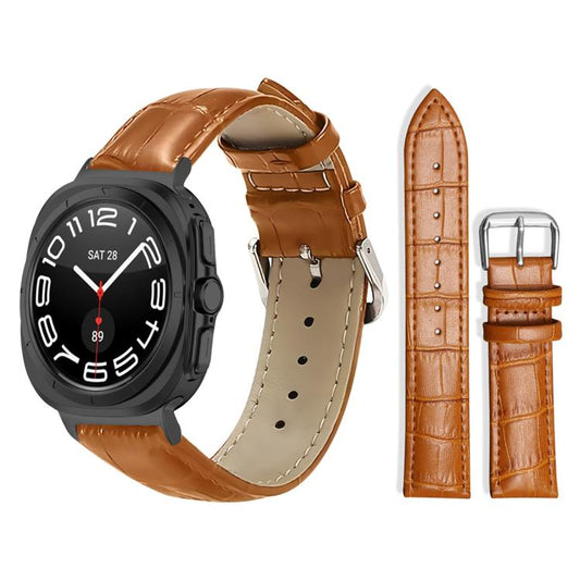 For Samsung Galaxy Watch Ultra / Ultra 2025 22mm xDfind Bamboo Texture Pin Buckle Leather Watch Band(Light Brown) by xDfind