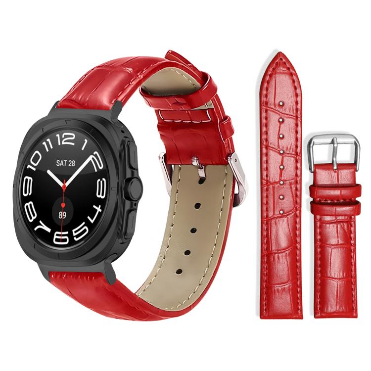 For Samsung Galaxy Watch Ultra / Ultra 2025 22mm xDfind Bamboo Texture Pin Buckle Leather Watch Band(Red) by xDfind