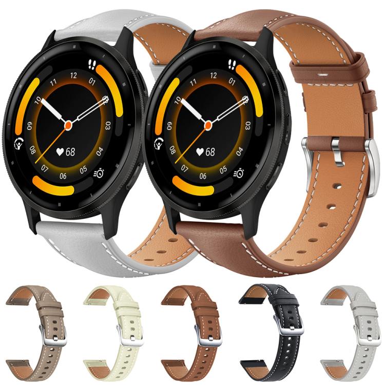 20mm For Garmin GarminMove Sport / vivoactive5/3 xDfind Flat Head Black Shark Fine Grain Leather Watch Band(Grey) by xDfind