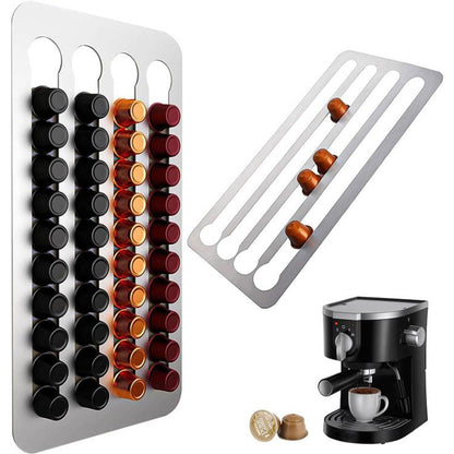 Coffee Capsule Holder For Hotel Kitchen Restaurant Wall-mounted Storage Rack(Brushed Metal) by bashfashion