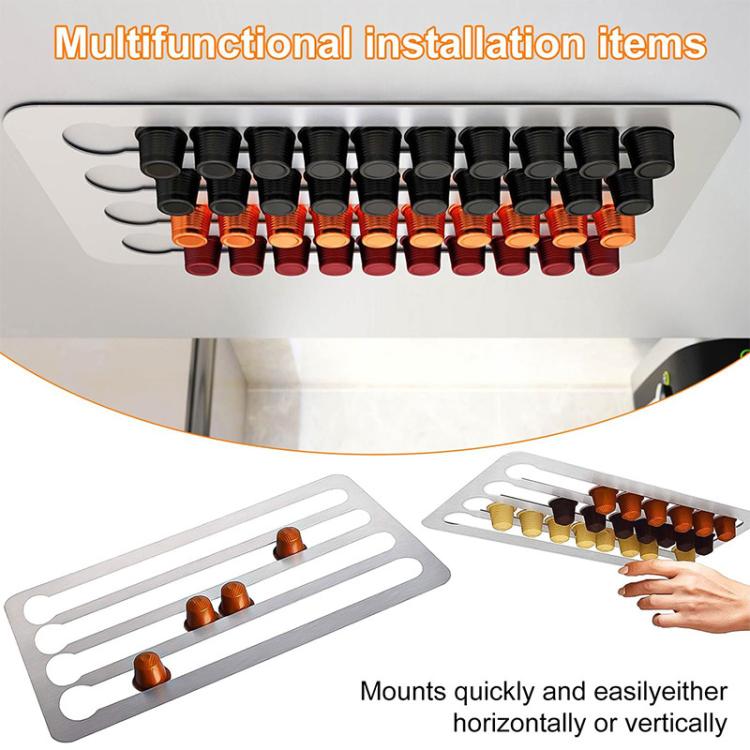 Coffee Capsule Holder For Hotel Kitchen Restaurant Wall-mounted Storage Rack(Brushed Metal) by bashfashion