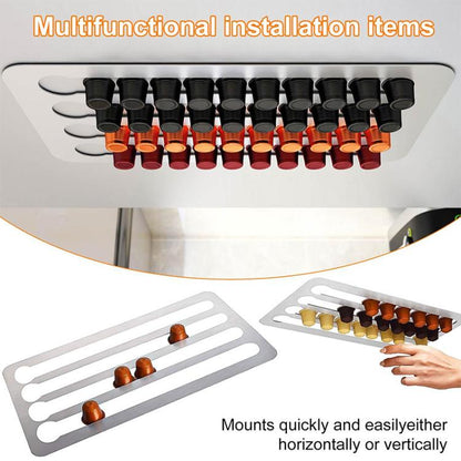 Coffee Capsule Holder For Hotel Kitchen Restaurant Wall-mounted Storage Rack(Brushed Metal) by bashfashion