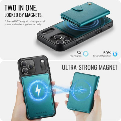 For iPhone 17 Pro Max JEEHOOD J09 Buckle Card Bag MagSafe Magnetic Style RFID Leather Phone Case(Green) by JEEHOOD