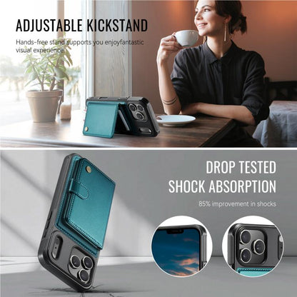 For iPhone 17 Pro Max JEEHOOD J09 Buckle Card Bag MagSafe Magnetic Style RFID Leather Phone Case(Green) by JEEHOOD