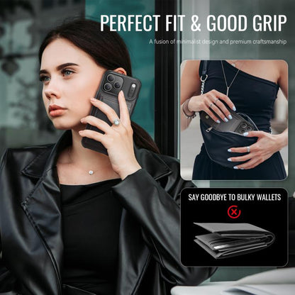 For iPhone 17 Pro Max JEEHOOD J09 Buckle Card Bag MagSafe Magnetic Style RFID Leather Phone Case(Black) by JEEHOOD