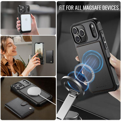 For iPhone 17 Pro JEEHOOD J09 Buckle Card Bag MagSafe Magnetic Style RFID Leather Phone Case(Black) by JEEHOOD