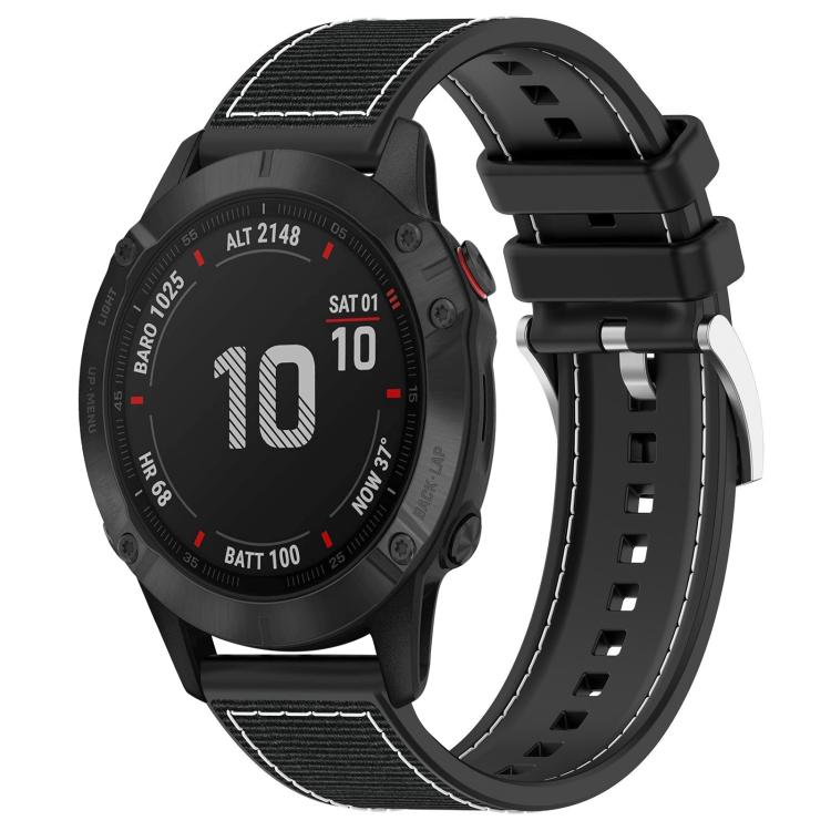 For Garmin Fenix 8/7X/6X/5X 26mm xDfind Hybrid Nylon Braid Silicone Watch Band(Black) by xDfind