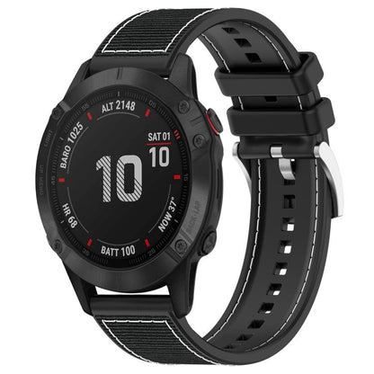 For Garmin Fenix 8/7X/6X/5X 26mm xDfind Hybrid Nylon Braid Silicone Watch Band(Black) by xDfind