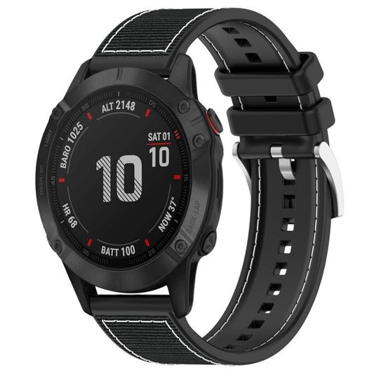 For Garmin Fenix 8/7X/6X/5X 26mm xDfind Hybrid Nylon Braid Silicone Watch Band(Black) by xDfind