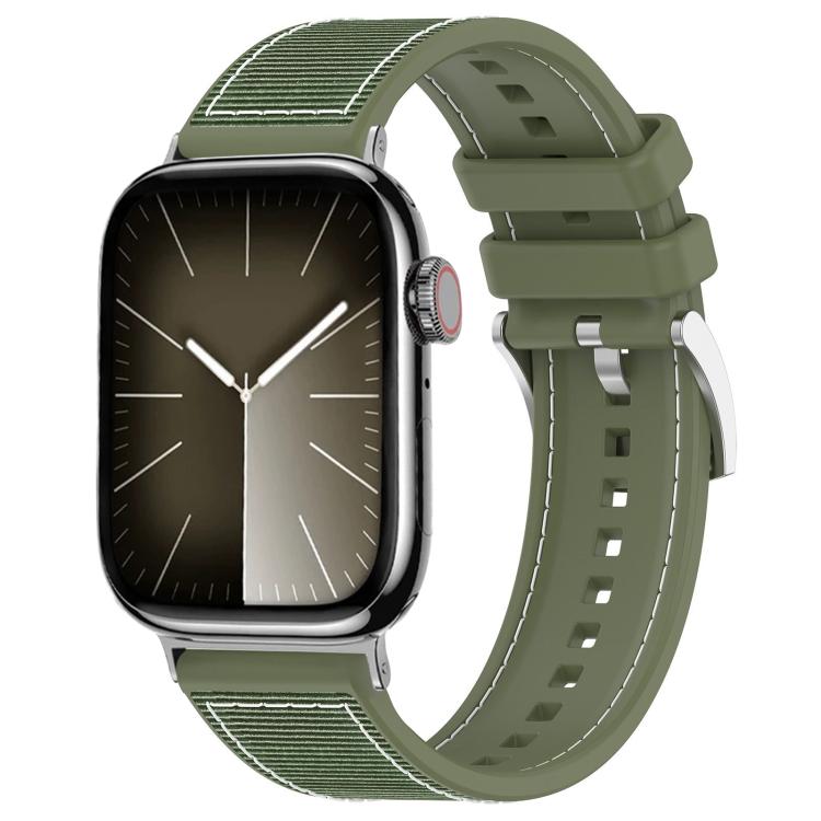 For Apple Watch 42 / 44 / 45 / 46 / 49mm 22mm xDfind Hybrid Nylon Braid Silicone Watch Band(Green) by xDfind