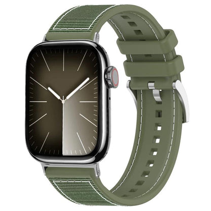 For Apple Watch 42 / 44 / 45 / 46 / 49mm 22mm xDfind Hybrid Nylon Braid Silicone Watch Band(Green) by xDfind