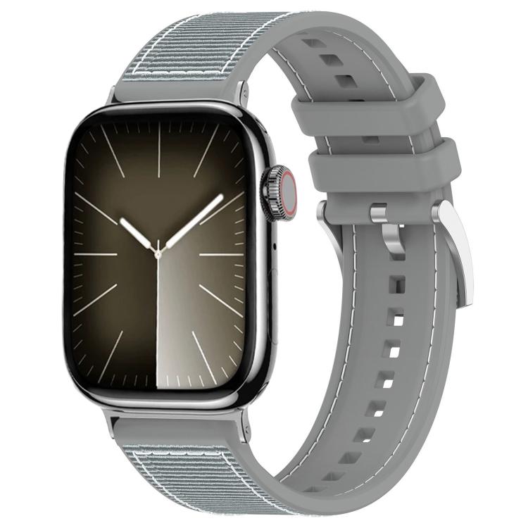 For Apple Watch 42 / 44 / 45 / 46 / 49mm 22mm xDfind Hybrid Nylon Braid Silicone Watch Band(Grey) by xDfind
