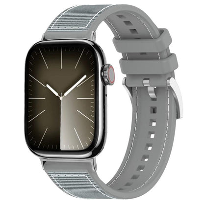 For Apple Watch 42 / 44 / 45 / 46 / 49mm 22mm xDfind Hybrid Nylon Braid Silicone Watch Band(Grey) by xDfind