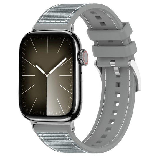 For Apple Watch 42 / 44 / 45 / 46 / 49mm 22mm xDfind Hybrid Nylon Braid Silicone Watch Band(Grey) by xDfind