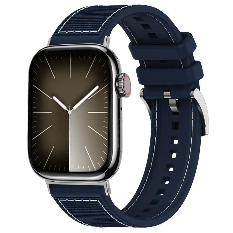 For Apple Watch 42 / 44 / 45 / 46 / 49mm 22mm xDfind Hybrid Nylon Braid Silicone Watch Band(Midnight Blue) by xDfind