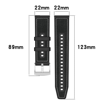 For Apple Watch 42 / 44 / 45 / 46 / 49mm 22mm xDfind Hybrid Nylon Braid Silicone Watch Band(Black) by xDfind