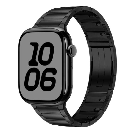 For Apple Watch 46mm / 49mm / 45mm / 44mm Tri-beads Side-detachable Buckle Stainless Steel Watch Band(Black) by bashfashion
