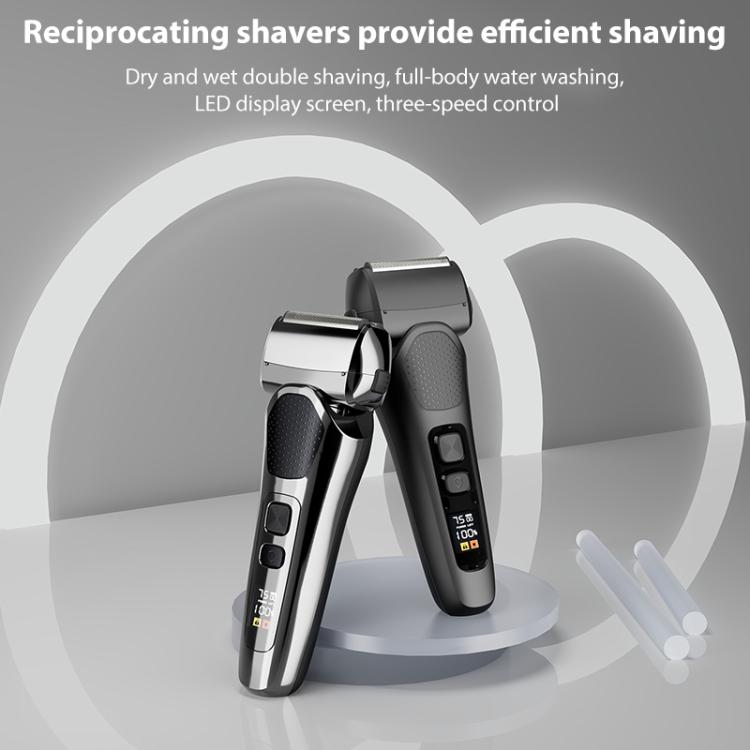 Full Body Washable LED Digital Display Reciprocating Electric Shaver(Gun Fight Black) by bashfashion
