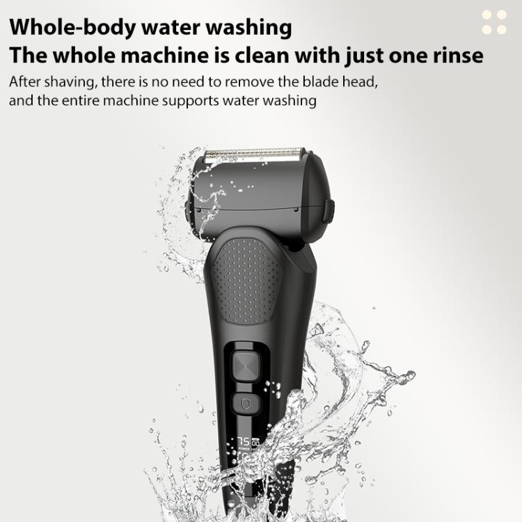 Full Body Washable LED Digital Display Reciprocating Electric Shaver(Gun Fight Black) by bashfashion