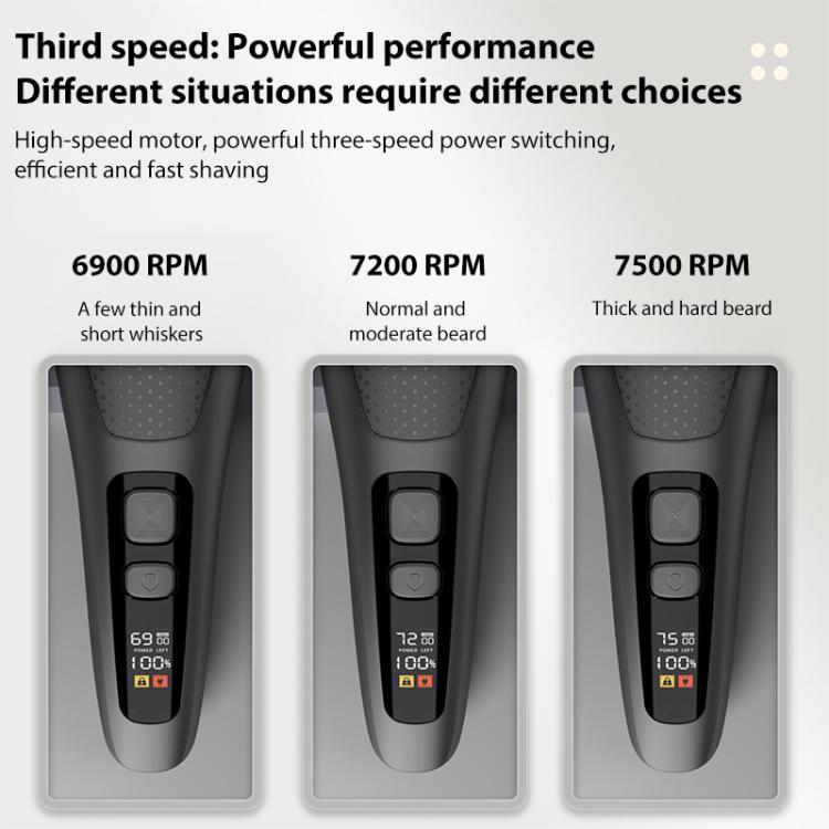 Full Body Washable LED Digital Display Reciprocating Electric Shaver(Gun Fight Black + 1 Set of Blades) by bashfashion