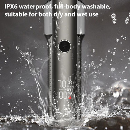 Five-blade Full Body Washable LED Digital Display Reciprocating Electric Shaver(Grey) by bashfashion